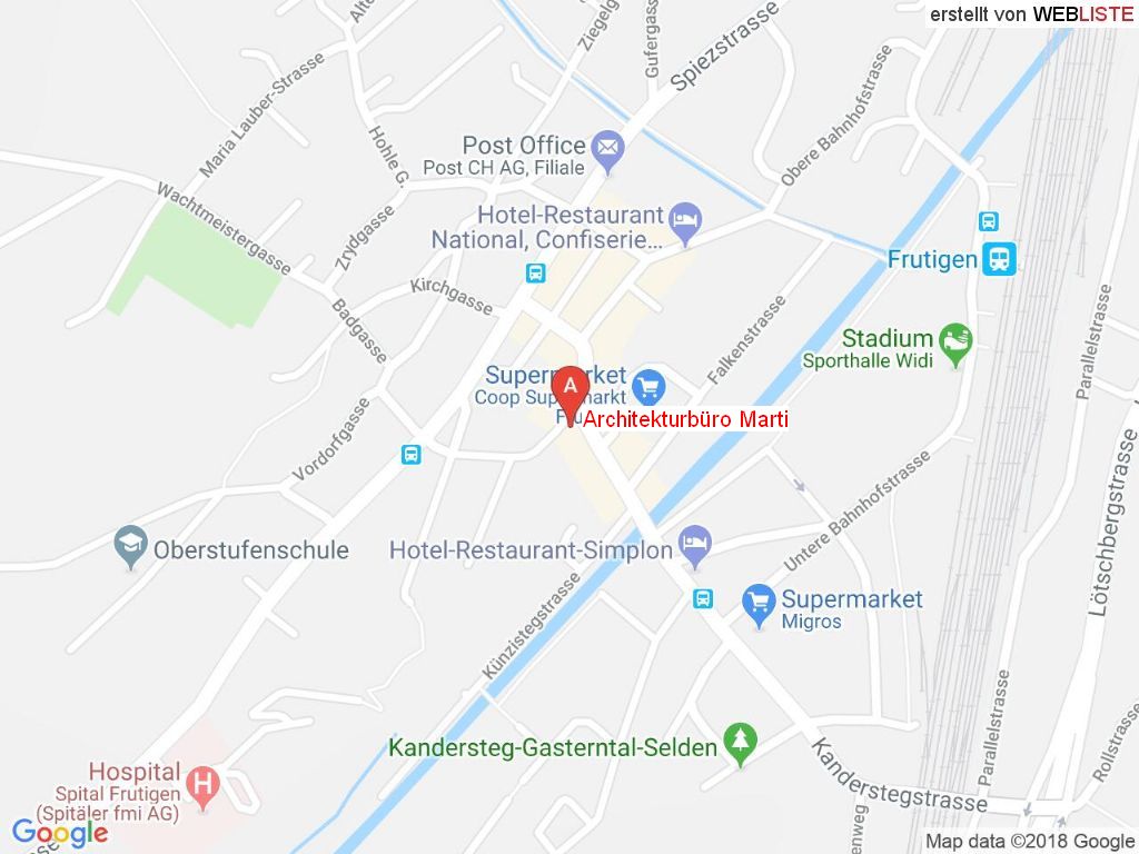 Standort Architekturbüro Marti in 3714 Frutigen