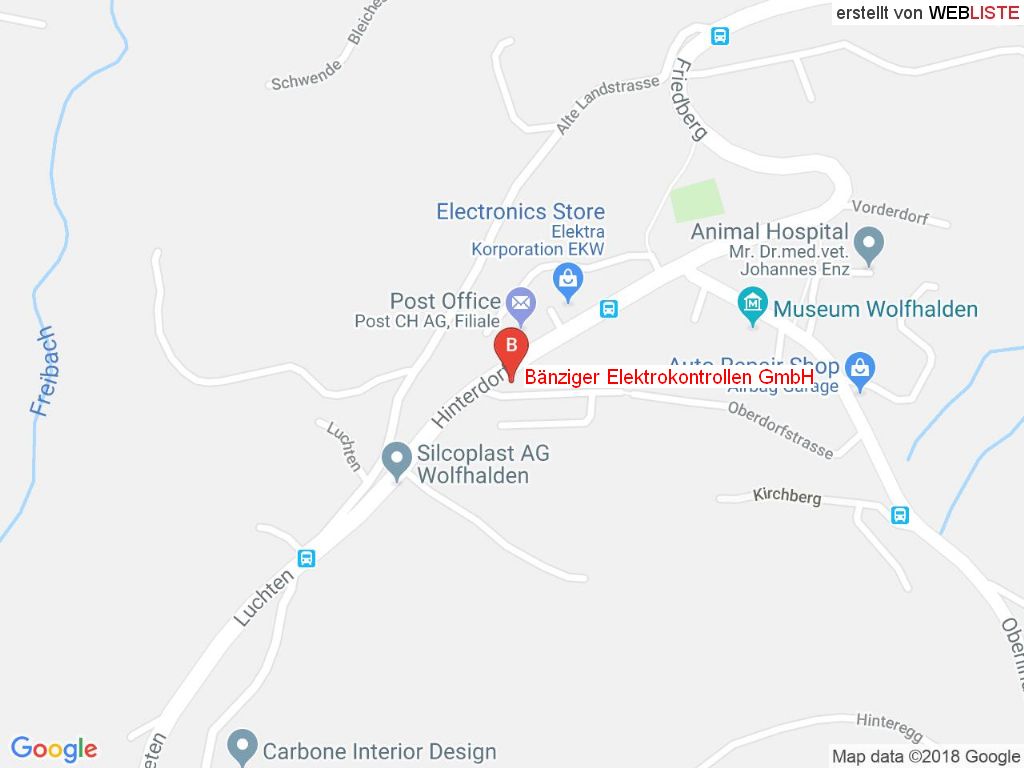 Standort Bänziger Elektrokontrollen GmbH in 9427 Wolfhalden