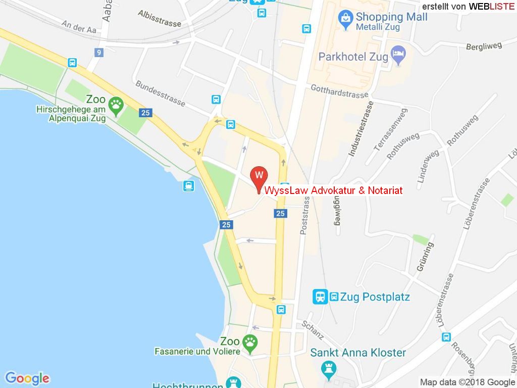 Standort WyssLaw Rechtsanwälte & Notare AG in 6302 Zug