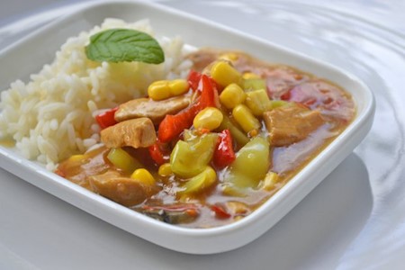 Süss saures Hähnchen mit Reis