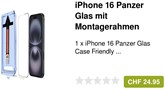 iPhone 16 Panzerglas Case Friendly Montagerahmen